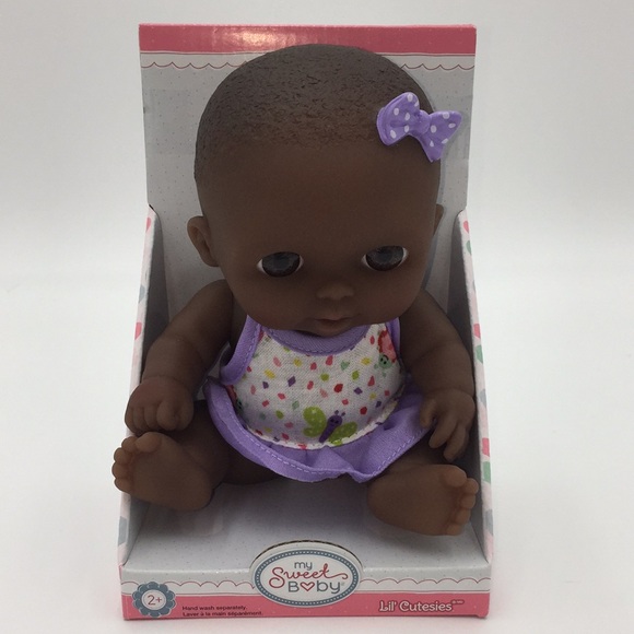 My Sweet Baby Lil' Cutesies African American Baby Doll Black Plastic Purple New - Picture 1 of 14
